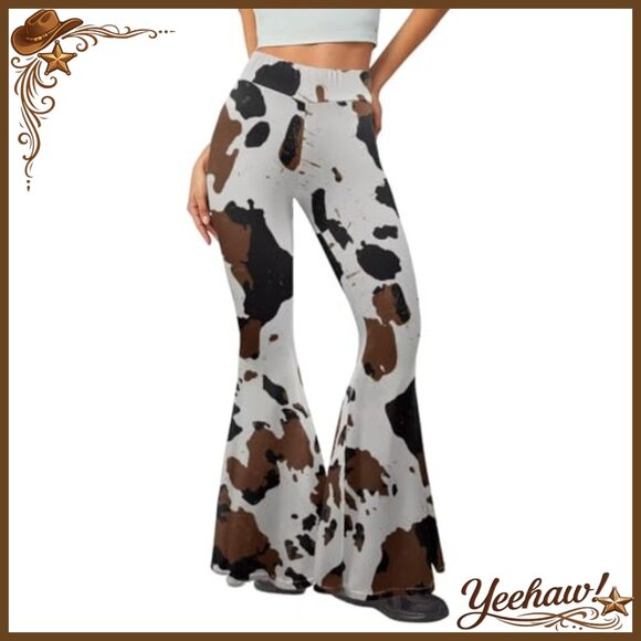 High Waisted Flare Leggings Yoga Pants Tummy Control Wide Leg Activewear - Picture 2 of 7